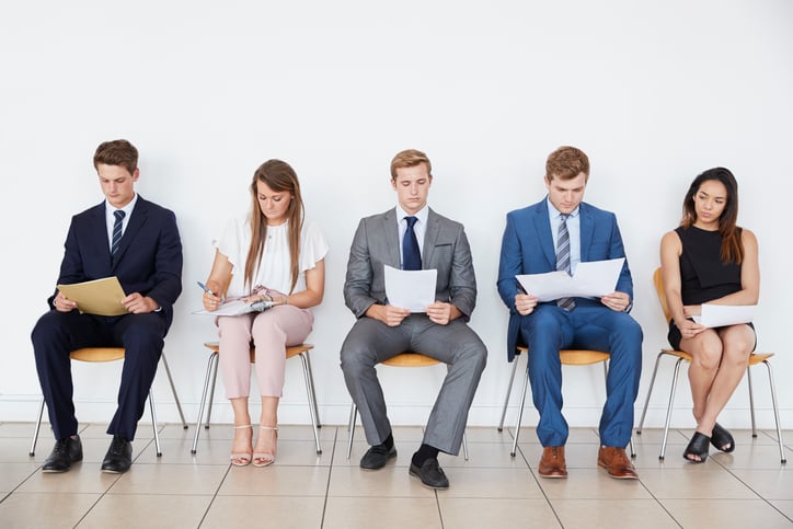 Candidates in smart dress for a legal interview