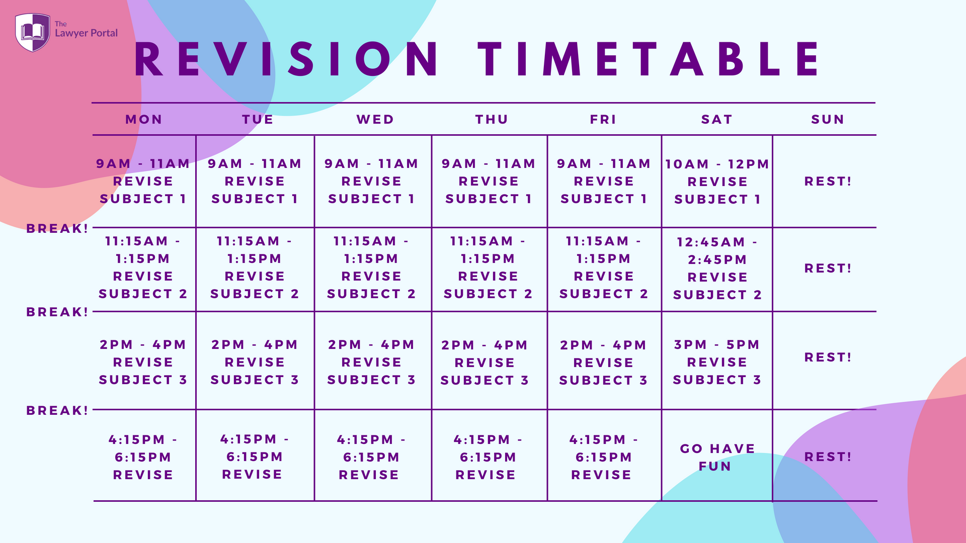 The Ultimate Revision Timetable - The Lawyer Portal