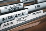 Filing cabinet with intellectual property labels