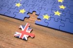 A puzzle that alludes to the UK as the missing piece of the puzzle that makes up the European Union