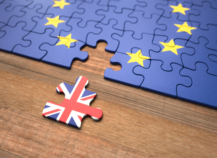 A puzzle that alludes to the UK as the missing piece of the puzzle that makes up the European Union