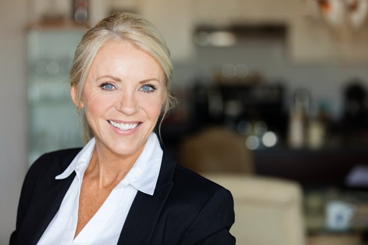 Closeup of female barrister smiling