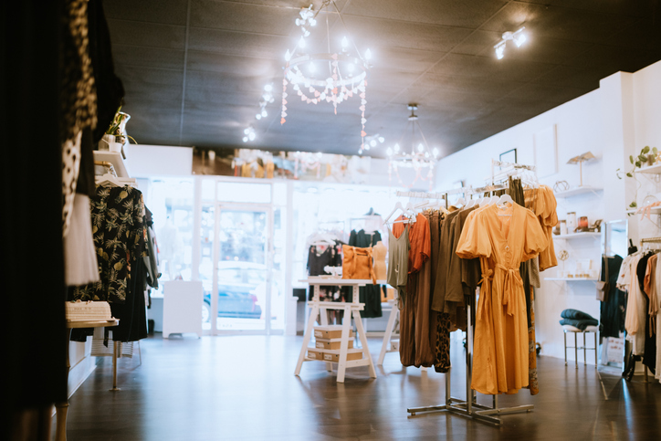 Inside of an empty clothes store