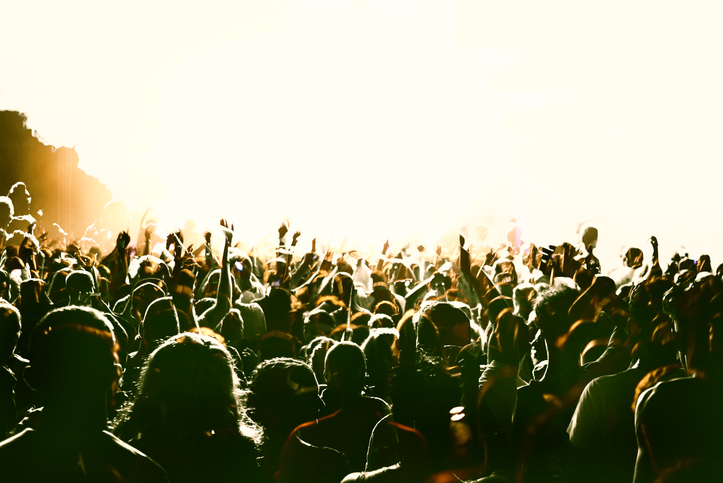 Crowd of people at a night time concert