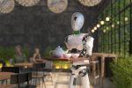 Robot serving food in a restaurant