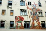Mural of David and Goliath on a building