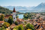 Bird's eye view of a quaint Swiss village